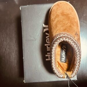 Hurley Kids Tan Suede Slippers
